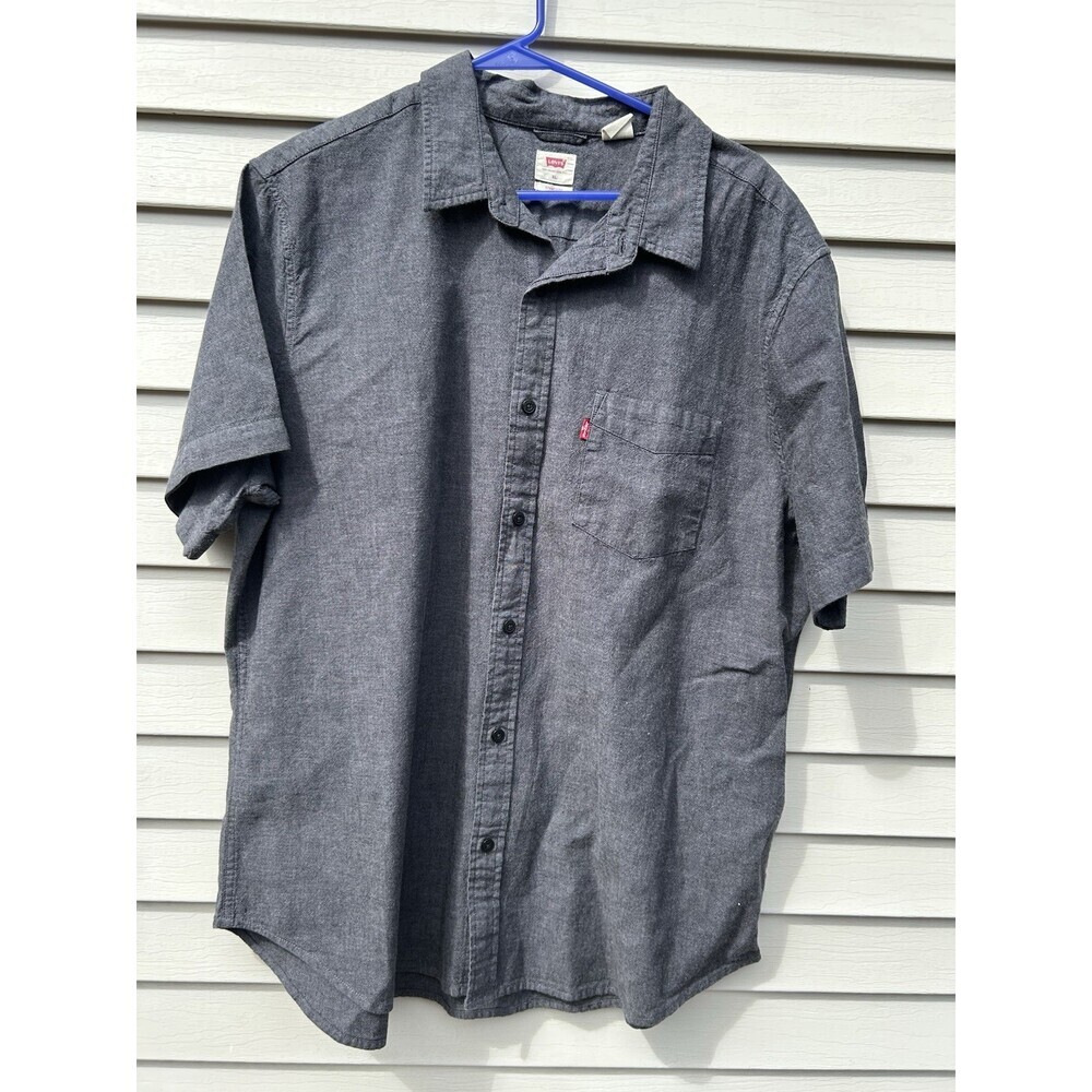 Levi’s chambray shirt xl Black Short Sleeve Top Quality